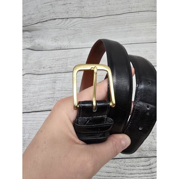 Coach Belt 40” Black Burnished Cowhide Leather Unisex 5800 Brass Buckle Gold - Picture 2 of 7